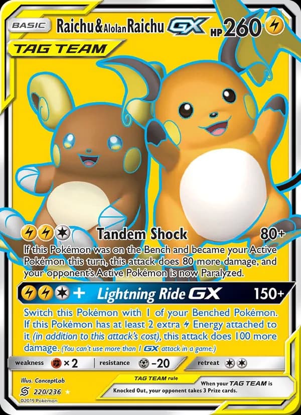 Raichu e Raichu de Alola GX