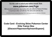 Code Card - Evolving Skies Pokemon Center Elite Trainer Box [Glaceon/Vaporeon/Sylveon/Espeon]