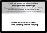 Code Card - Sword & Shield 3 Pack Blister [Galarian Ponyta]