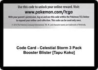 Code Card - Celestial Storm 3 Pack Booster Blister [Tapu Koko]