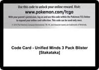 Code Card - Unified Minds 3 Pack Blister [Stakataka]