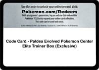 Code Card - Paldea Evolved Pokemon Center Elite Trainer Box (Exclusive)