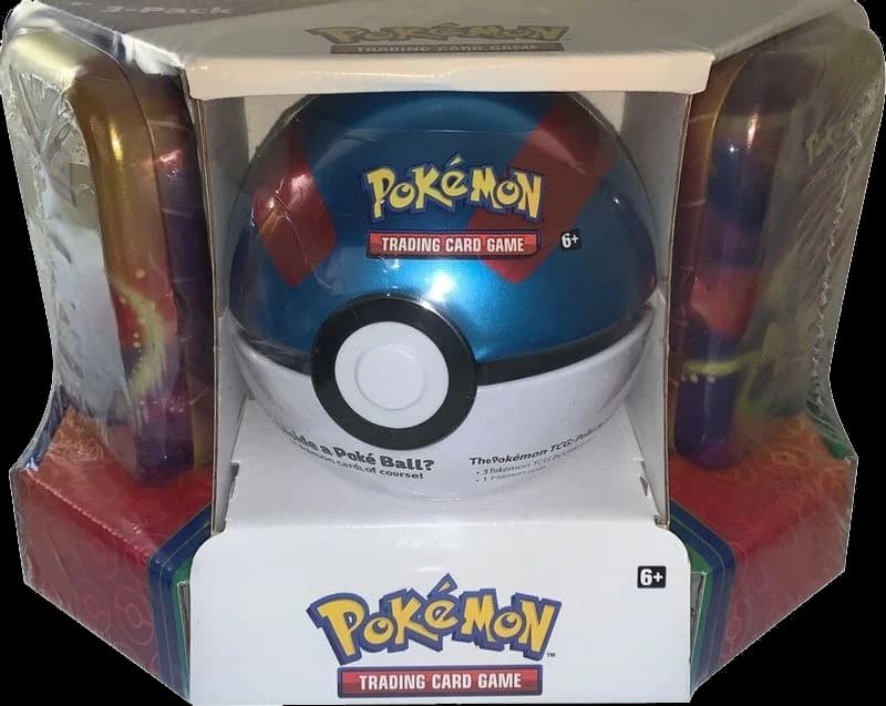 Pokemon - Poke Ball Tin + 2 Kanto Power Mini Tins - Great Ball