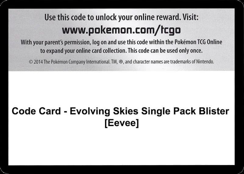 Code Card - Evolving Skies Single Pack Blister [Eevee]