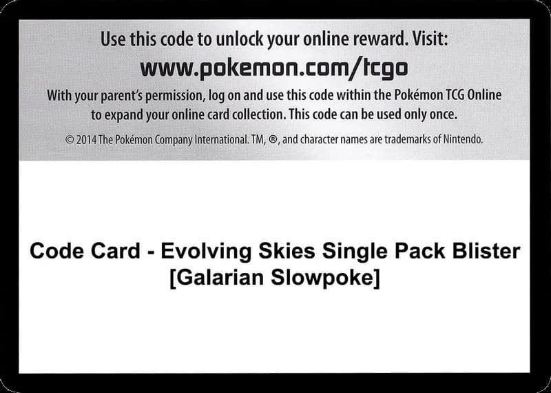 Code Card - Evolving Skies Single Pack Blister [Galarian Slowpoke]