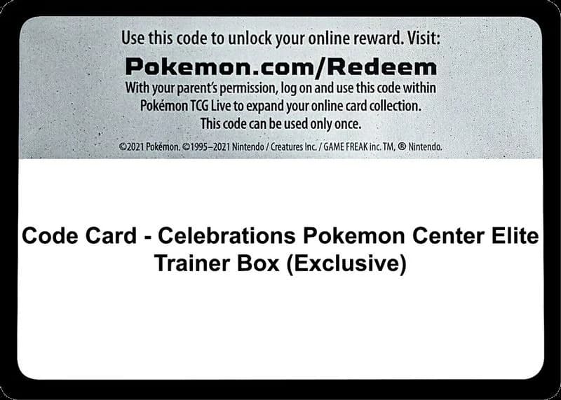 Code Card - Celebrations Pokemon Center Elite Trainer Box (Exclusive)