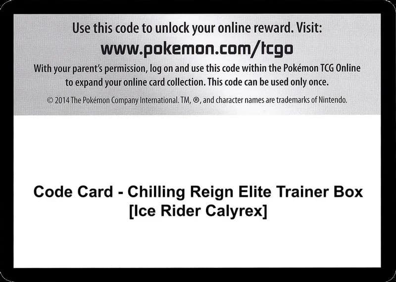 Code Card - Chilling Reign Elite Trainer Box [Ice Rider Calyrex]