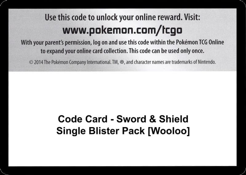 Code Card - Sword & Shield Single Blister Pack [Wooloo]