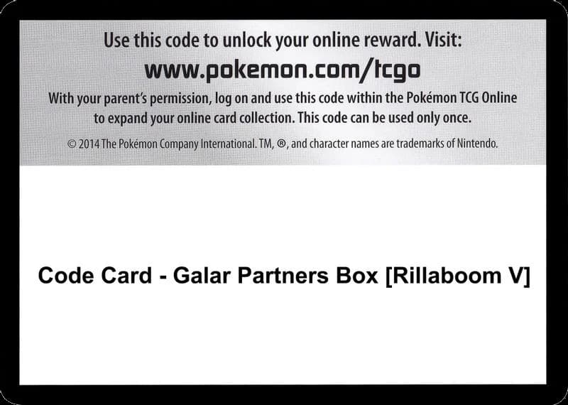 Code Card - Galar Partners Box [Rillaboom V]