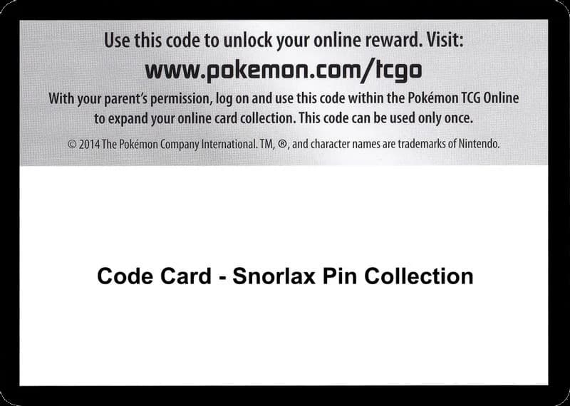 Code Card - Snorlax Pin Collection