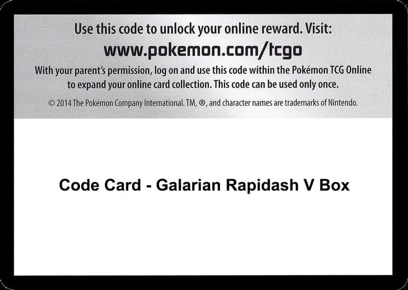 Code Card - Galarian Rapidash V Box