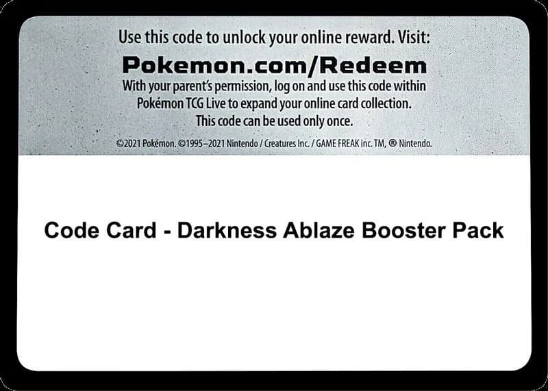 Code Card - Darkness Ablaze Booster Pack