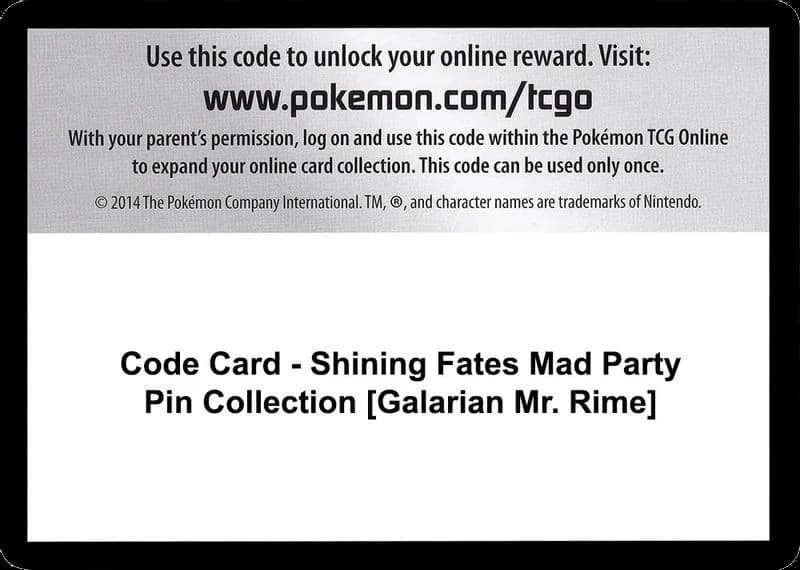 Code Card - Shining Fates Mad Party Pin Collection [Galarian Mr. Rime]