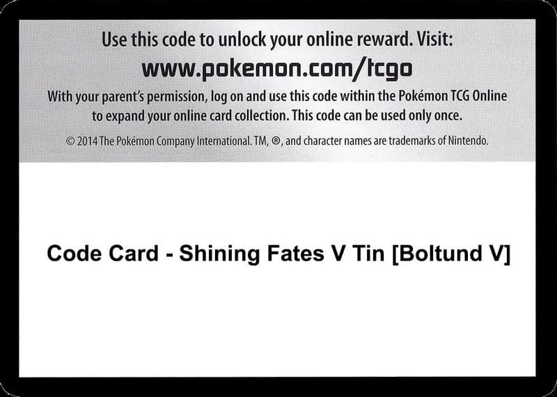 Code Card - Shining Fates V Tin [Boltund V]