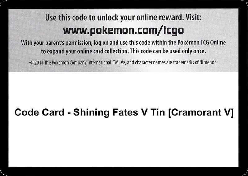 Code Card - Shining Fates V Tin [Cramorant V]