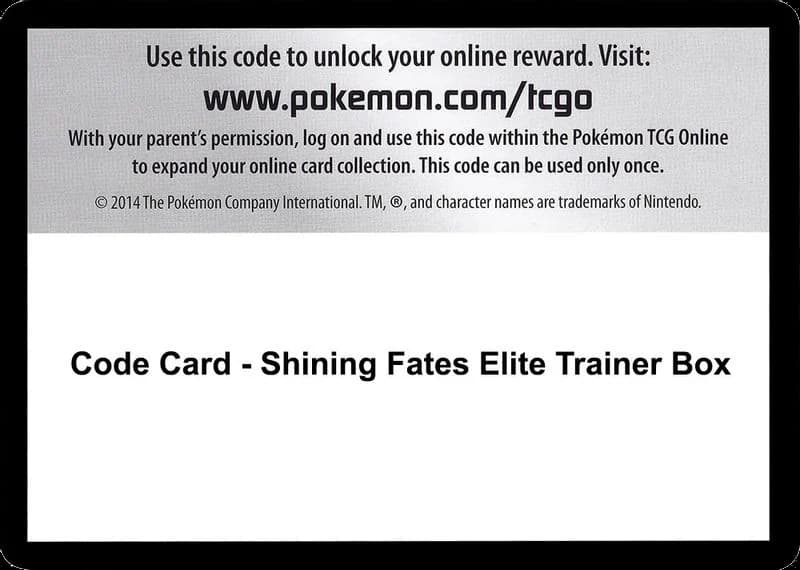 Code Card - Shining Fates Elite Trainer Box