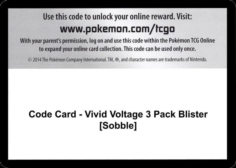 Code Card - Vivid Voltage 3 Pack Blister [Sobble]