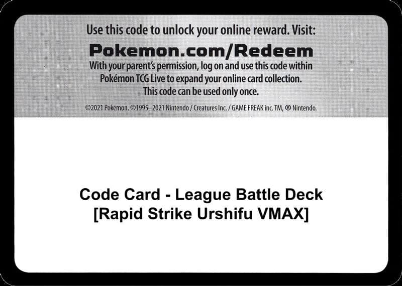 Code Card - League Battle Deck [Rapid Strike Urshifu VMAX]