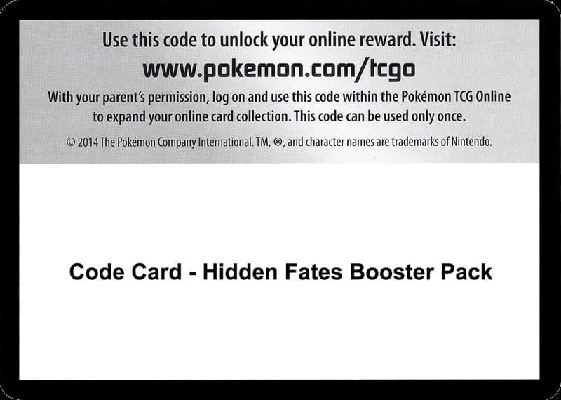 Code Card - Hidden Fates Booster Pack
