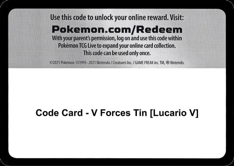 Code Card - V Forces Tin [Lucario V]