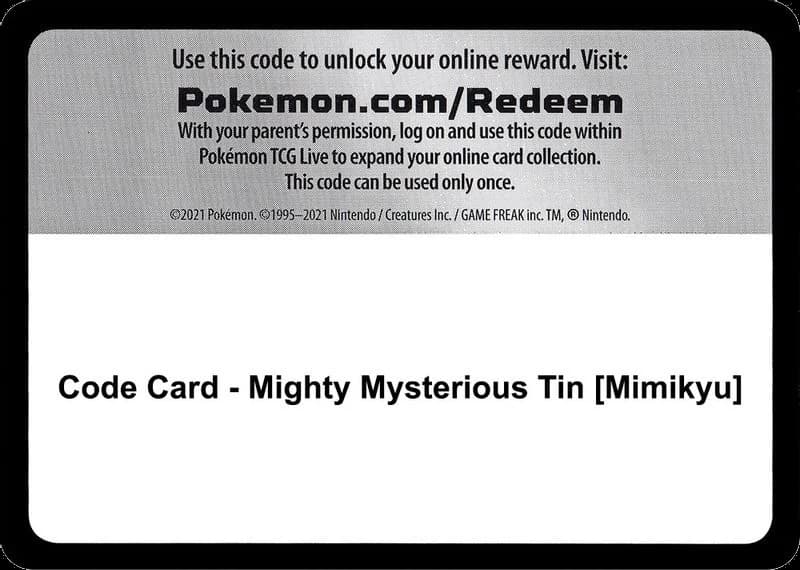 Code Card - Mighty Mysterious Tin [Mimikyu]