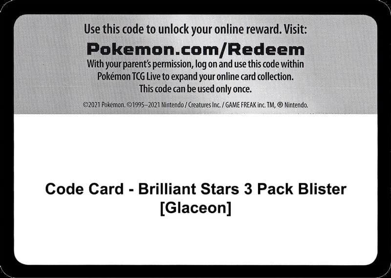Code Card - Brilliant Stars 3 Pack Blister [Glaceon]