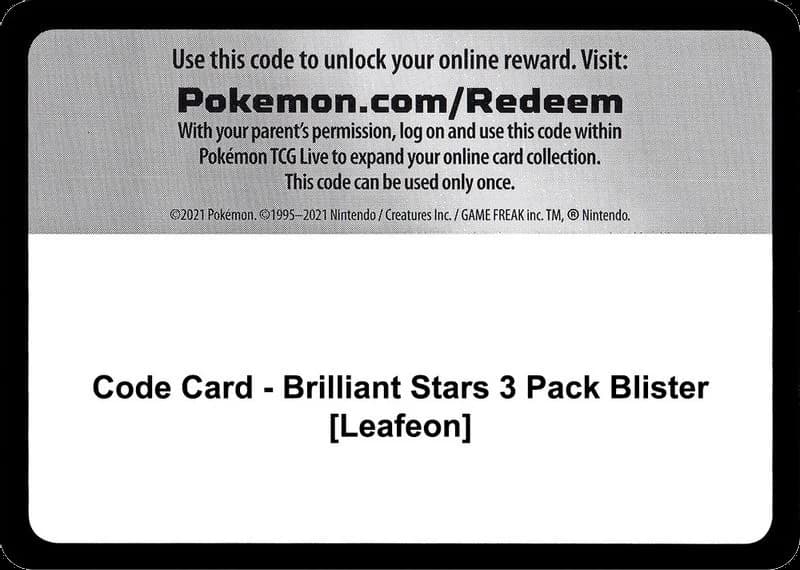 Code Card - Brilliant Stars 3 Pack Blister [Leafeon]