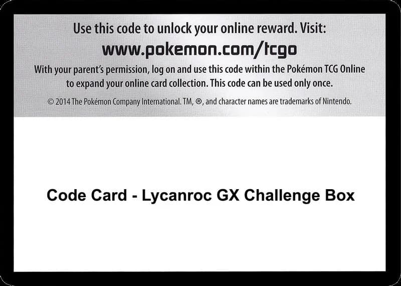 Code Card - Lycanroc GX Challenge Box