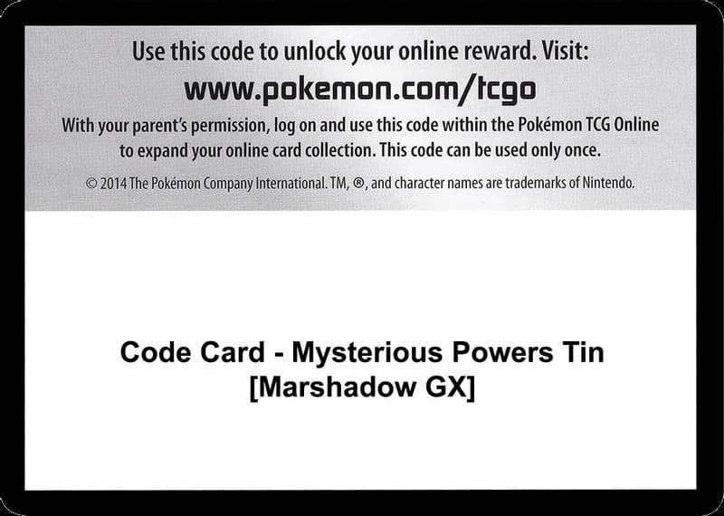 Code Card - Mysterious Powers Tin [Marshadow GX]