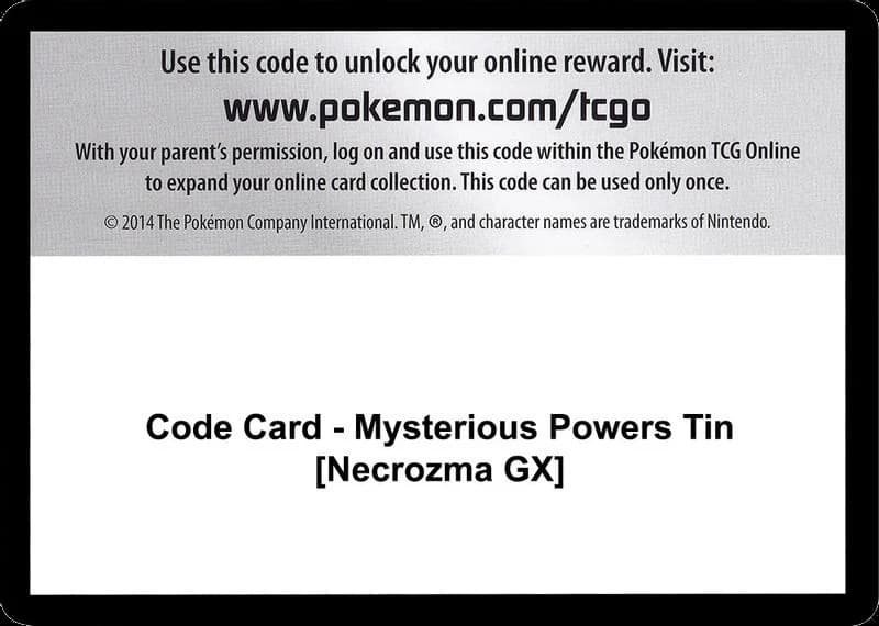 Code Card - Mysterious Powers Tin [Necrozma GX]