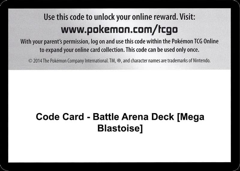 Code Card - Battle Arena Deck [Mega Blastoise]