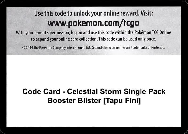 Code Card - Celestial Storm Single Pack Booster Blister [Tapu Fini]