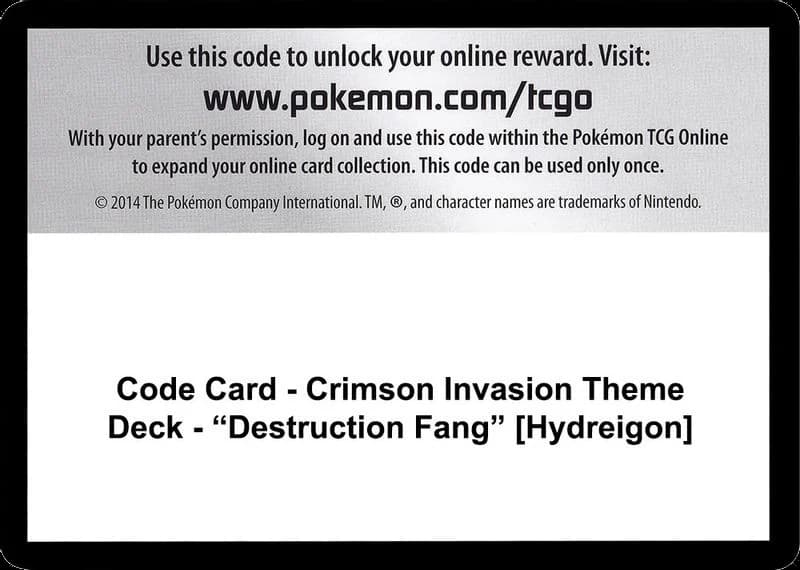 Code Card - Crimson Invasion Theme Deck - "Destruction Fang" [Hydreigon]