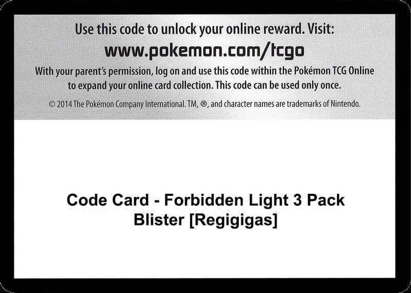 Code Card - Forbidden Light 3 Pack Blister [Regigigas]