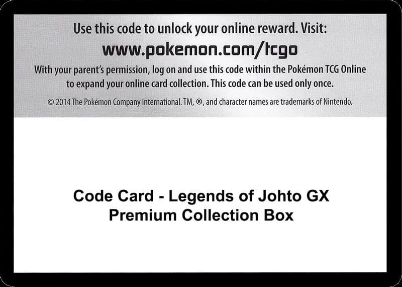 Code Card - Legends of Johto GX Premium Collection Box