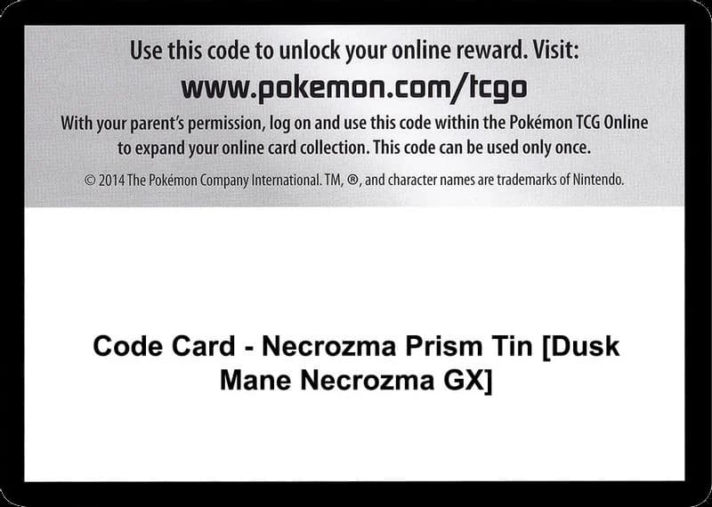 Code Card - Necrozma Prism Tin [Dusk Mane Necrozma GX]