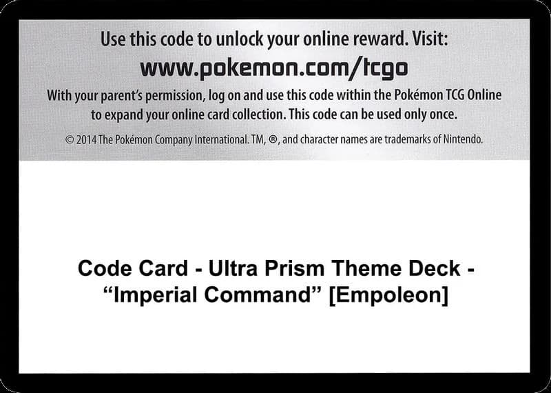 Code Card - Ultra Prism Theme Deck - "Imperial Command" [Empoleon]