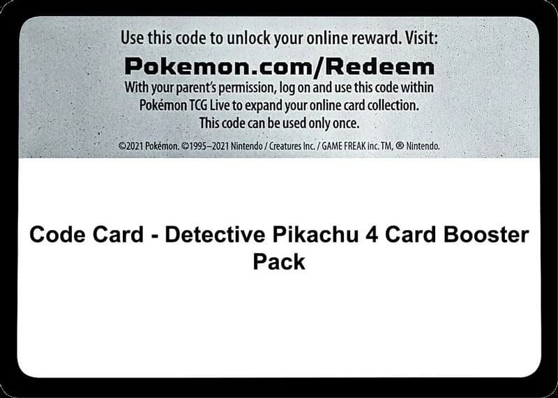 Code Card - Detective Pikachu 4 Card Booster Pack