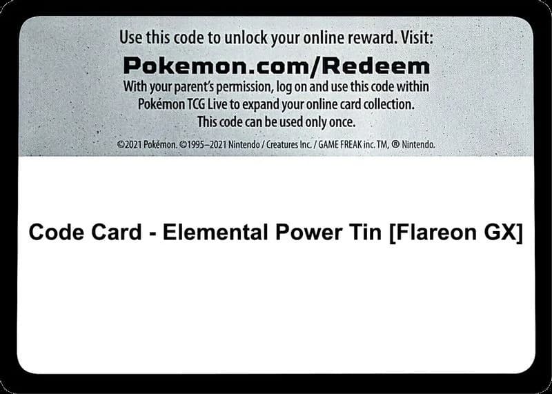 Code Card - Elemental Power Tin [Flareon GX]