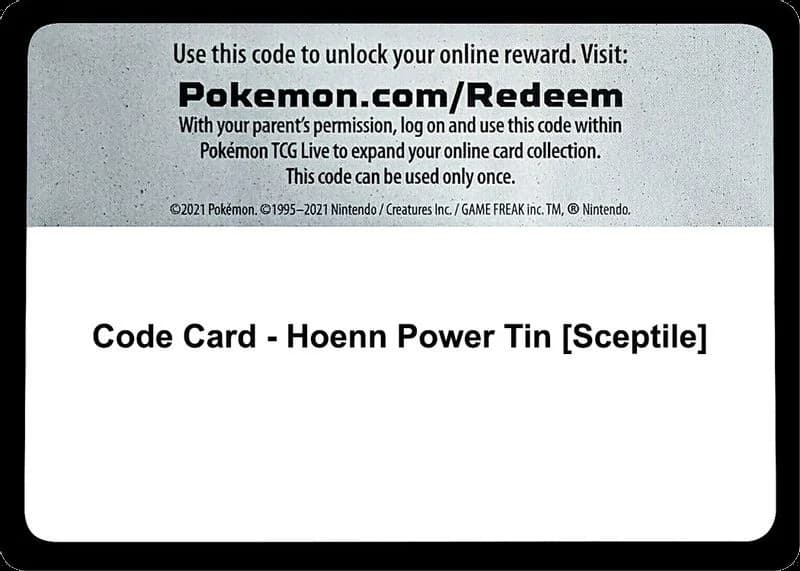 Code Card - Hoenn Power Tin [Sceptile]