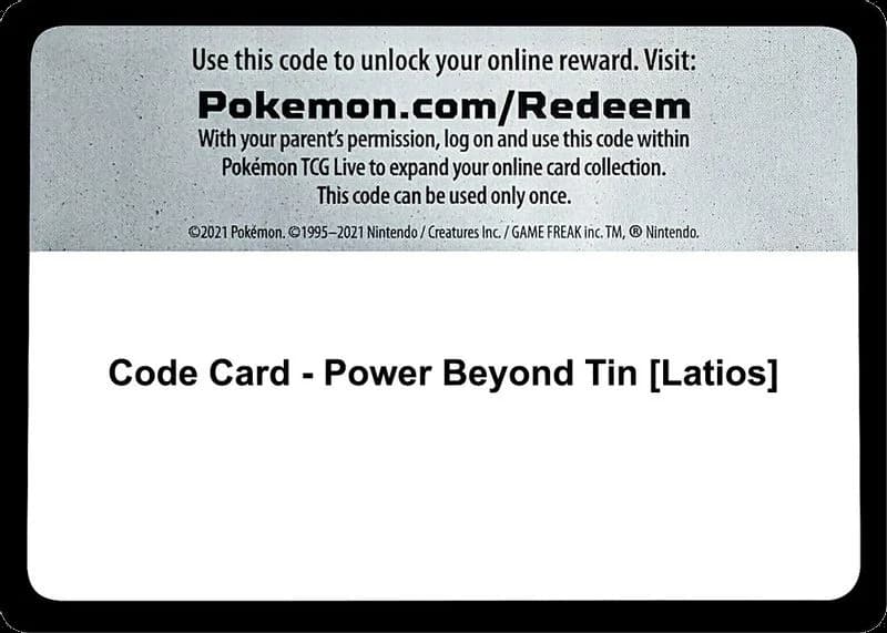 Code Card - Power Beyond Tin [Latios]