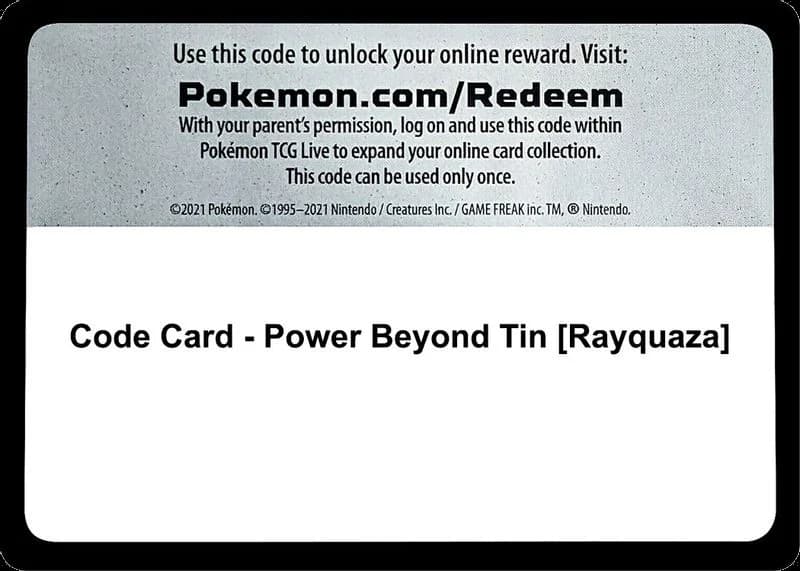 Code Card - Power Beyond Tin [Rayquaza]