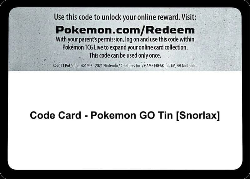 Code Card - Pokemon GO Tin [Snorlax]