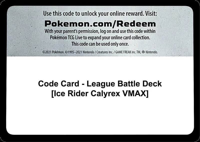 Code Card - League Battle Deck [Ice Rider Calyrex VMAX]
