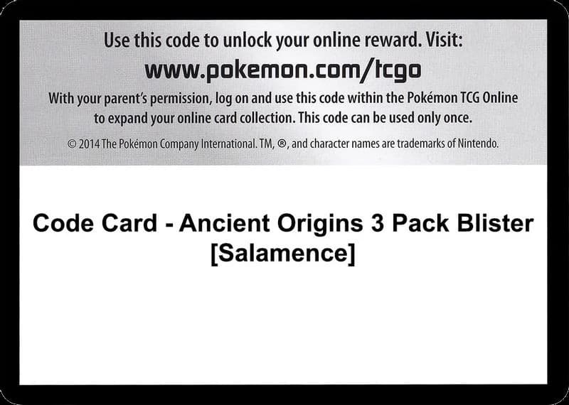 Code Card - Ancient Origins 3 Pack Blister [Salamence]