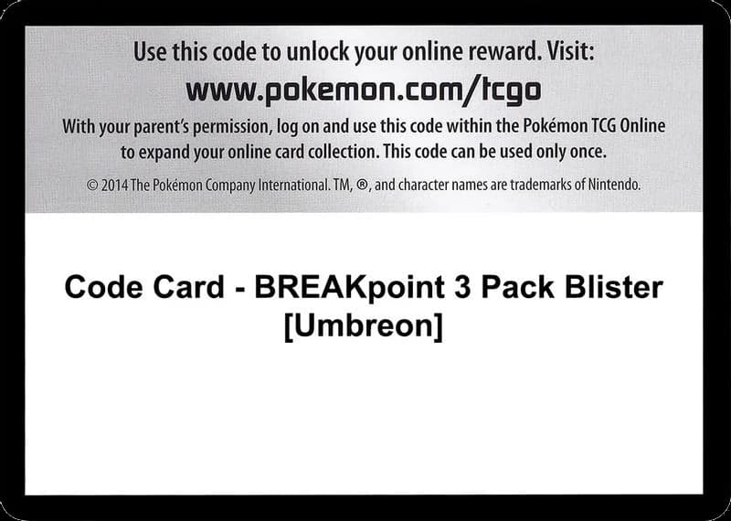 Code Card - BREAKpoint 3 Pack Blister [Umbreon]