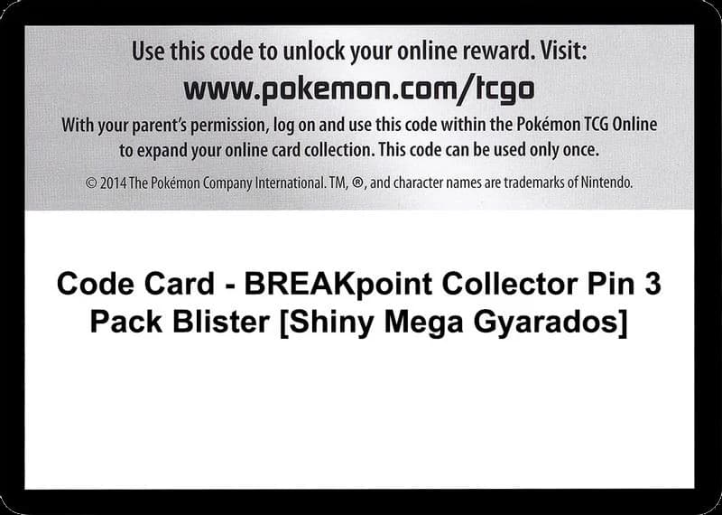 Code Card - BREAKpoint Collector Pin 3 Pack Blister [Shiny Mega Gyarados]
