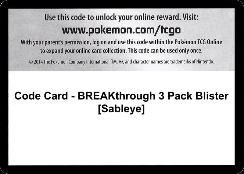 Code Card - BREAKthrough 3 Pack Blister [Sableye]