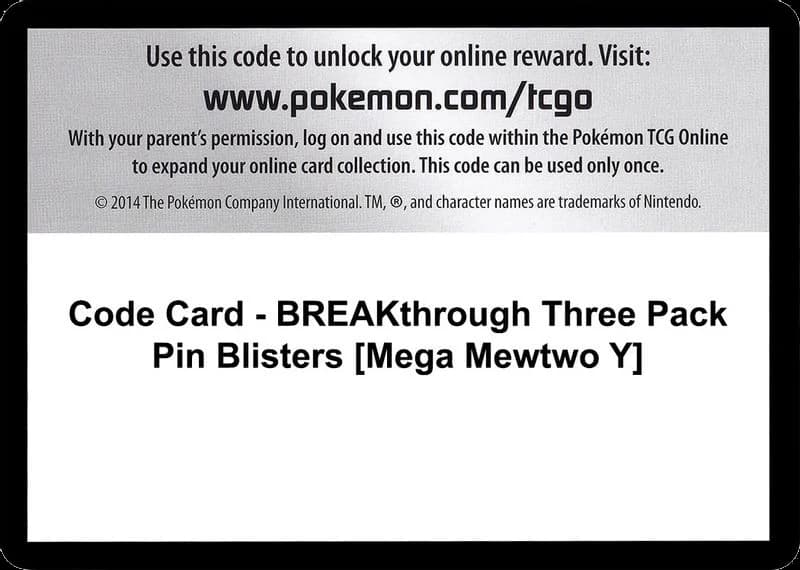 Code Card - BREAKthrough Three Pack Pin Blisters [Mega Mewtwo Y]