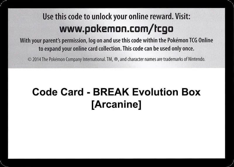 Code Card - BREAK Evolution Box [Arcanine]